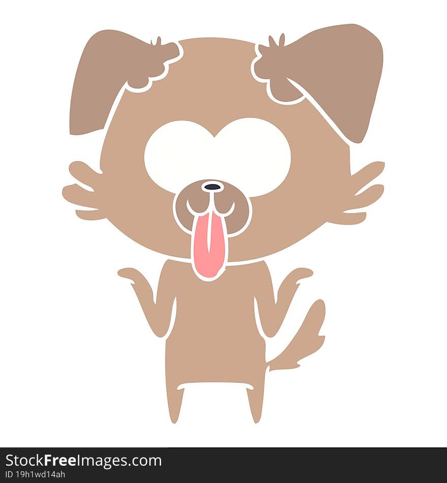 flat color style cartoon dog with tongue sticking out