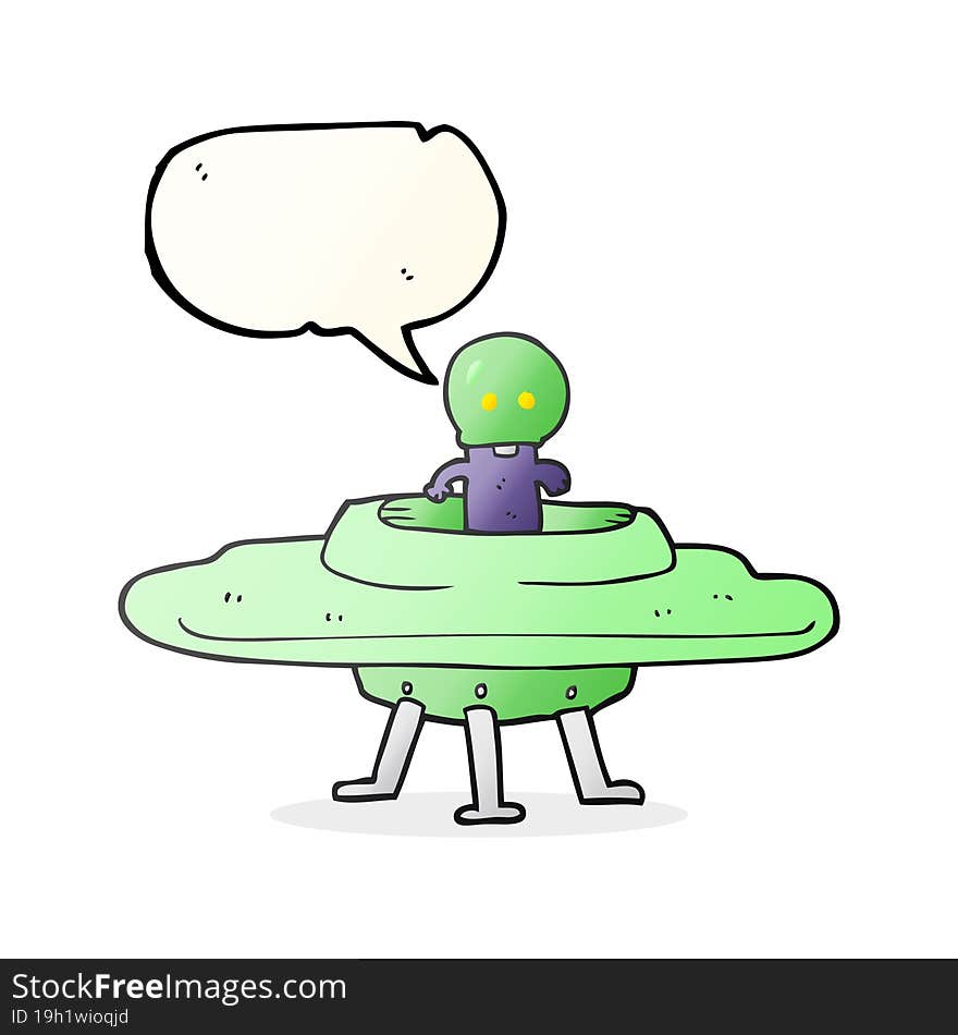 freehand drawn speech bubble cartoon flying saucer