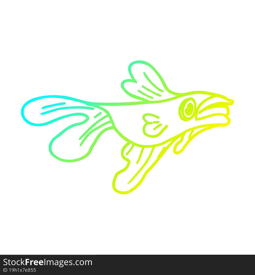 Cold Gradient Line Drawing Cartoon Fighting Fish