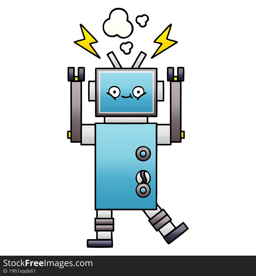 gradient shaded cartoon dancing robot