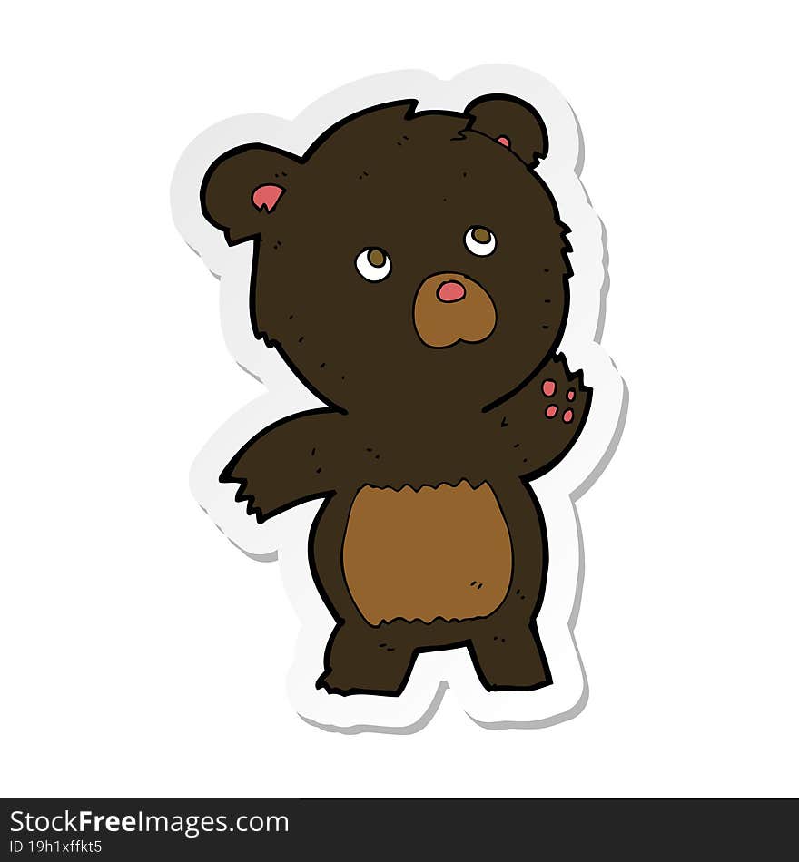 Sticker Of A Cartoon Curious Black Bear