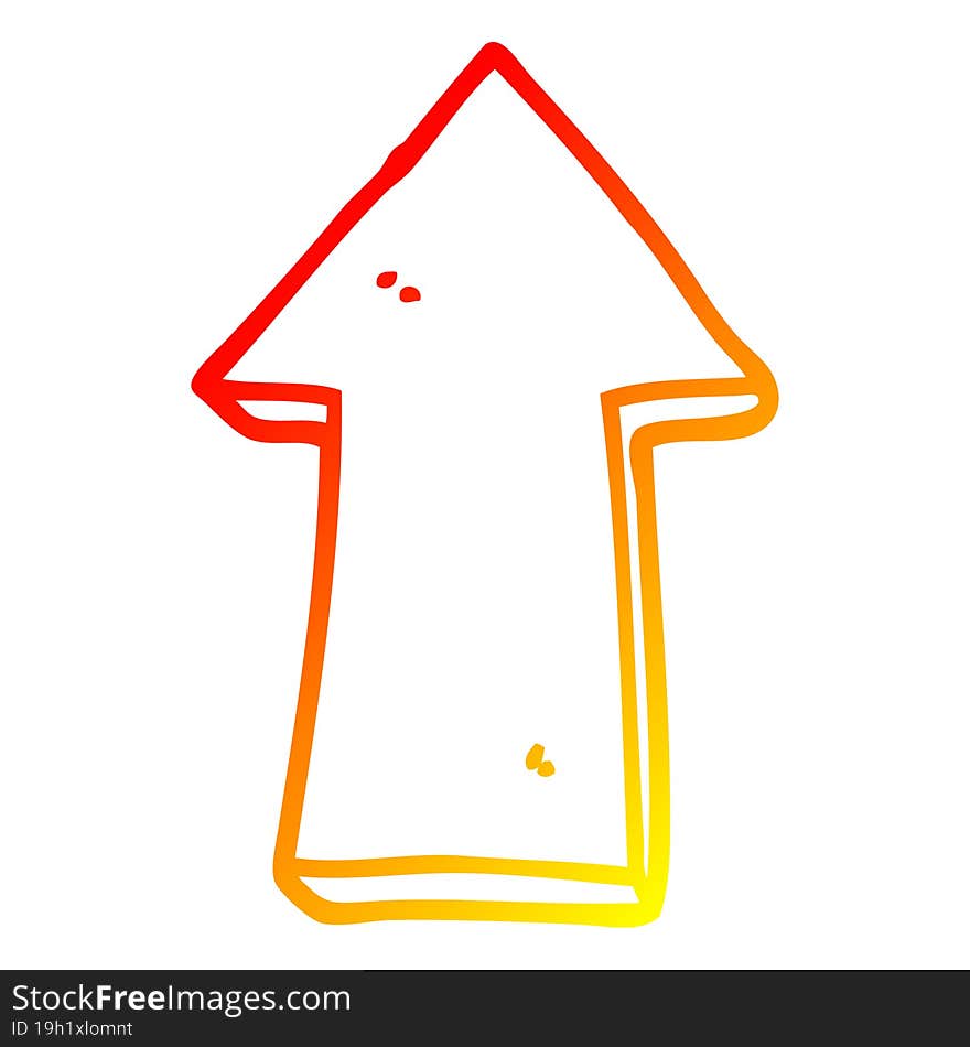 Warm Gradient Line Drawing Cartoon Arrow