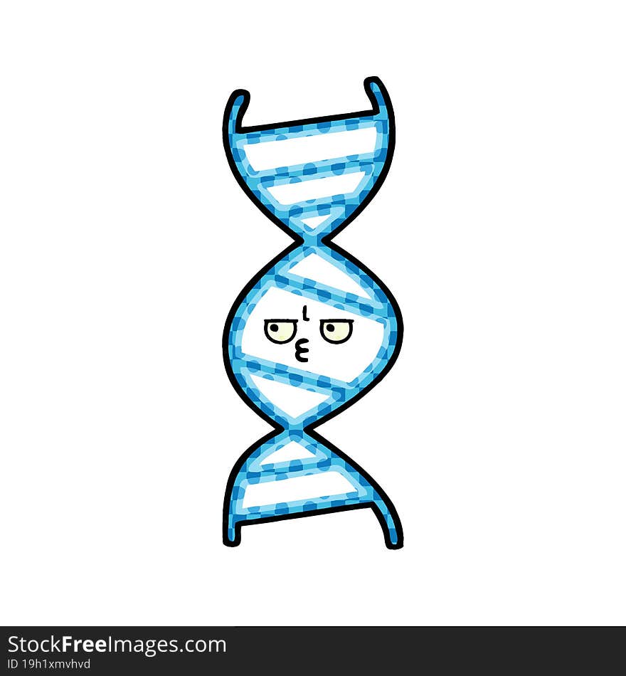 comic book style cartoon of a DNA strand