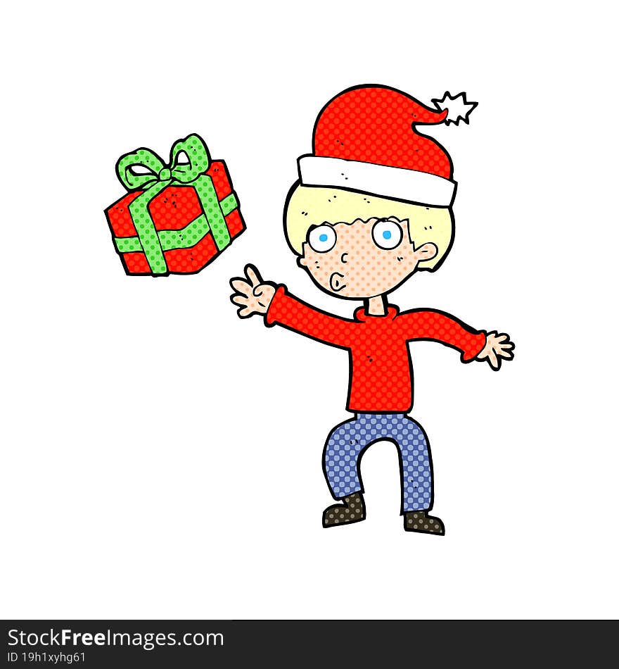 cartoon boy with present