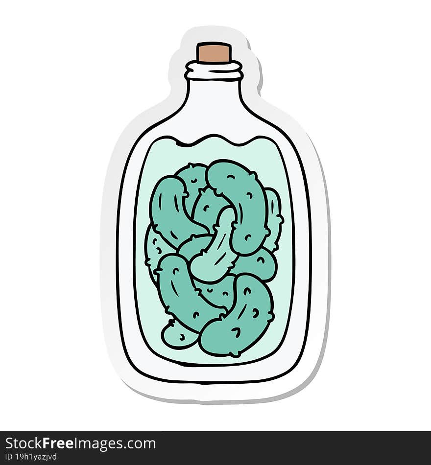 hand drawn sticker cartoon doodle jar of pickled gherkins