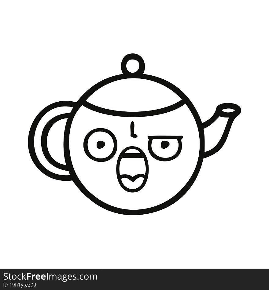 Line Drawing Cartoon Teapot