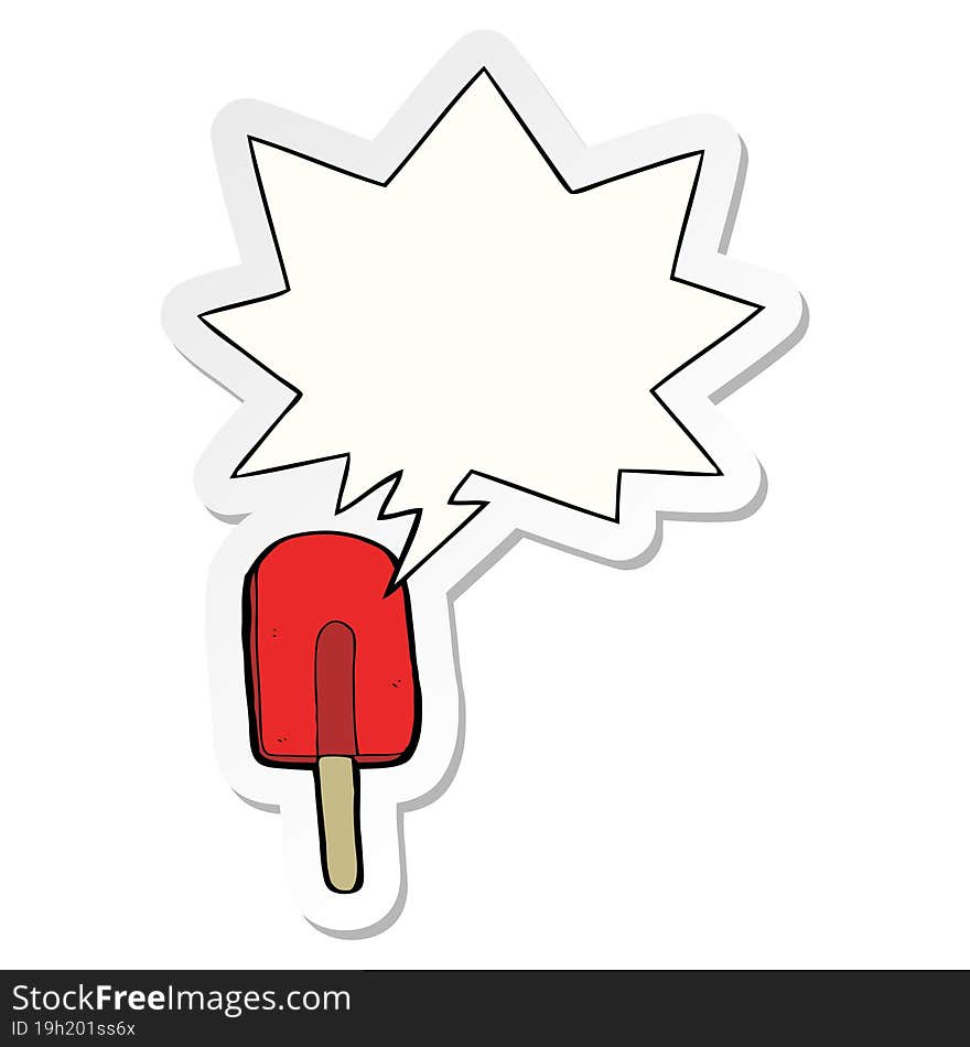 cartoon ice lolly and speech bubble sticker