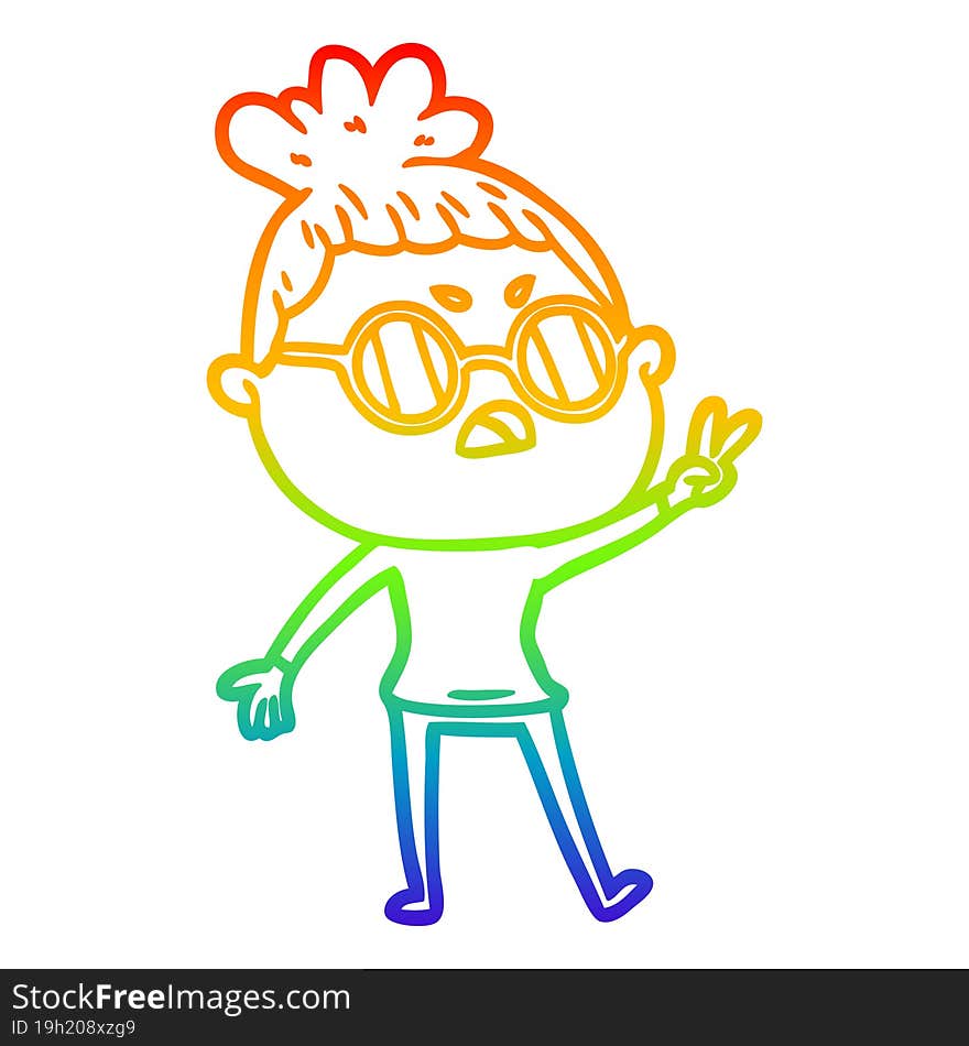 rainbow gradient line drawing cartoon annoyed woman