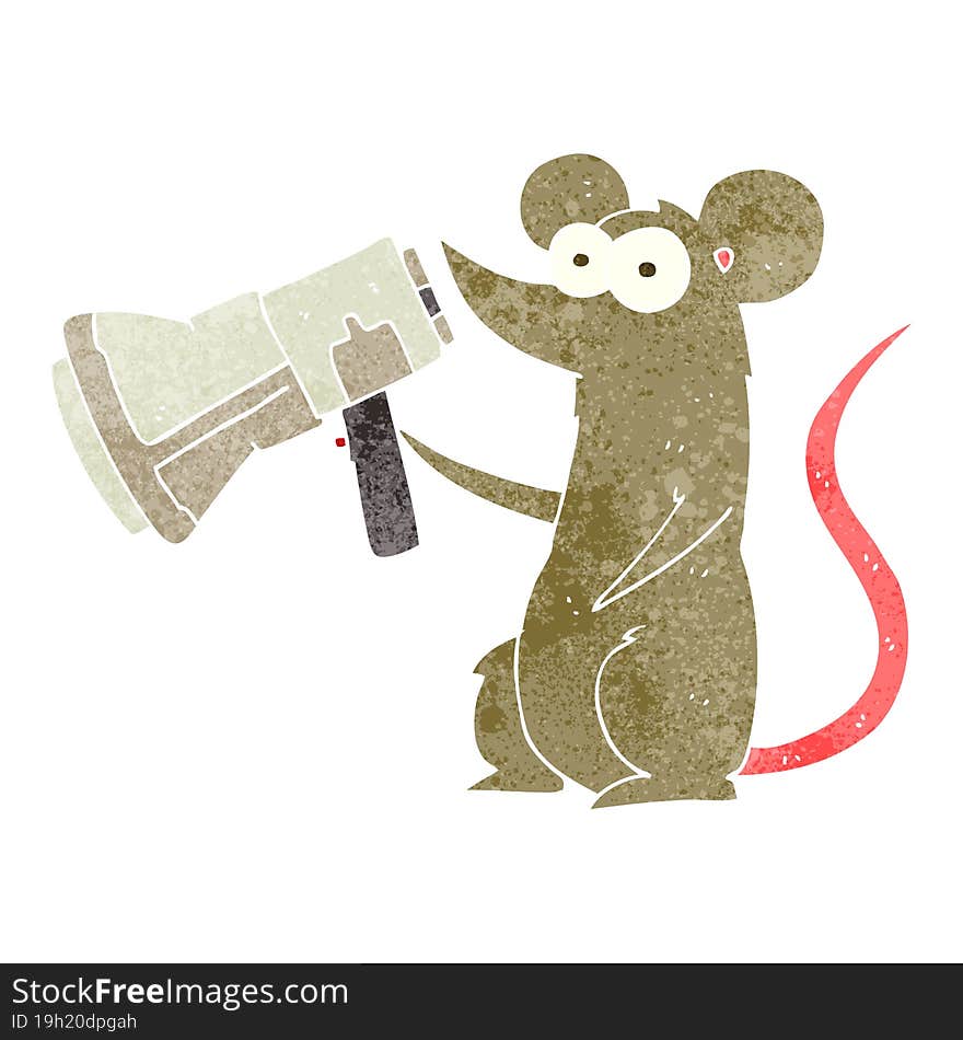 retro cartoon mouse with megaphone