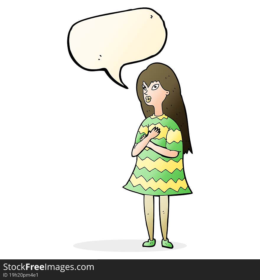 cartoon surprised girl with speech bubble