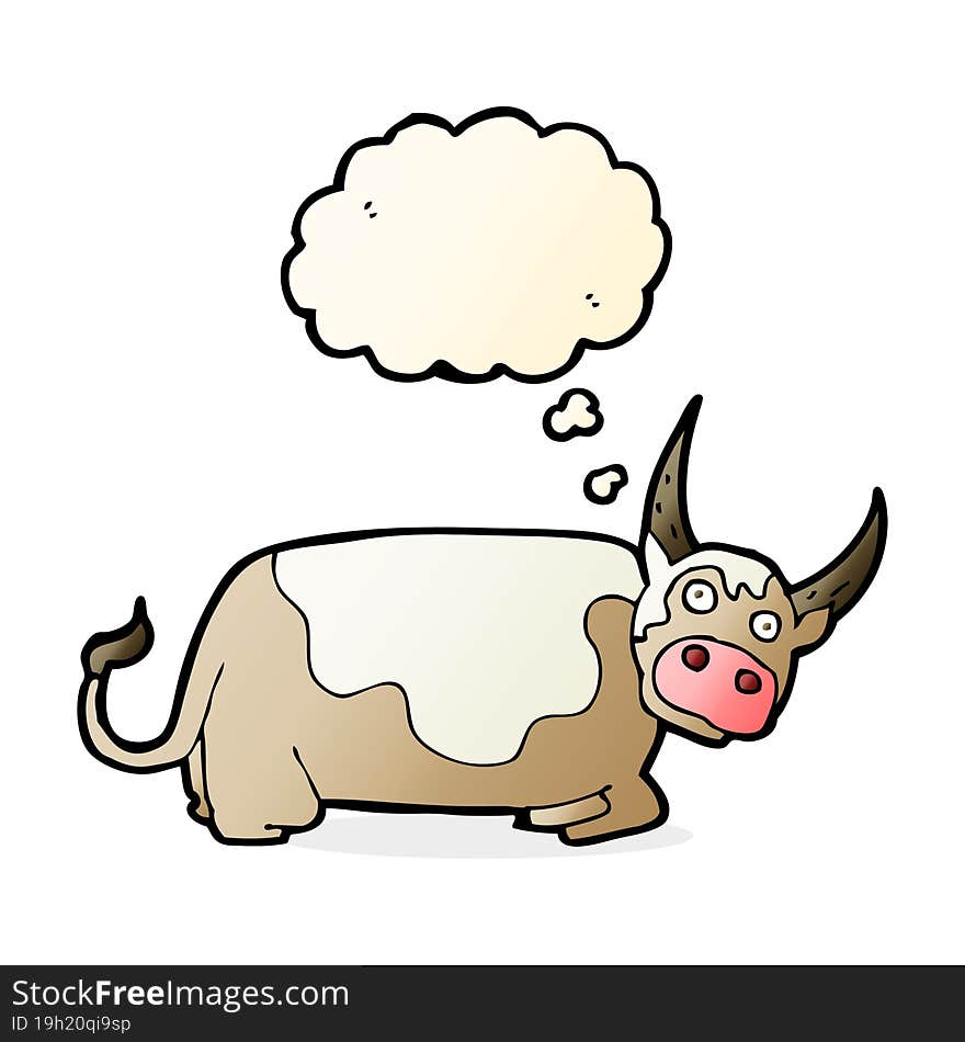 cartoon bull with thought bubble