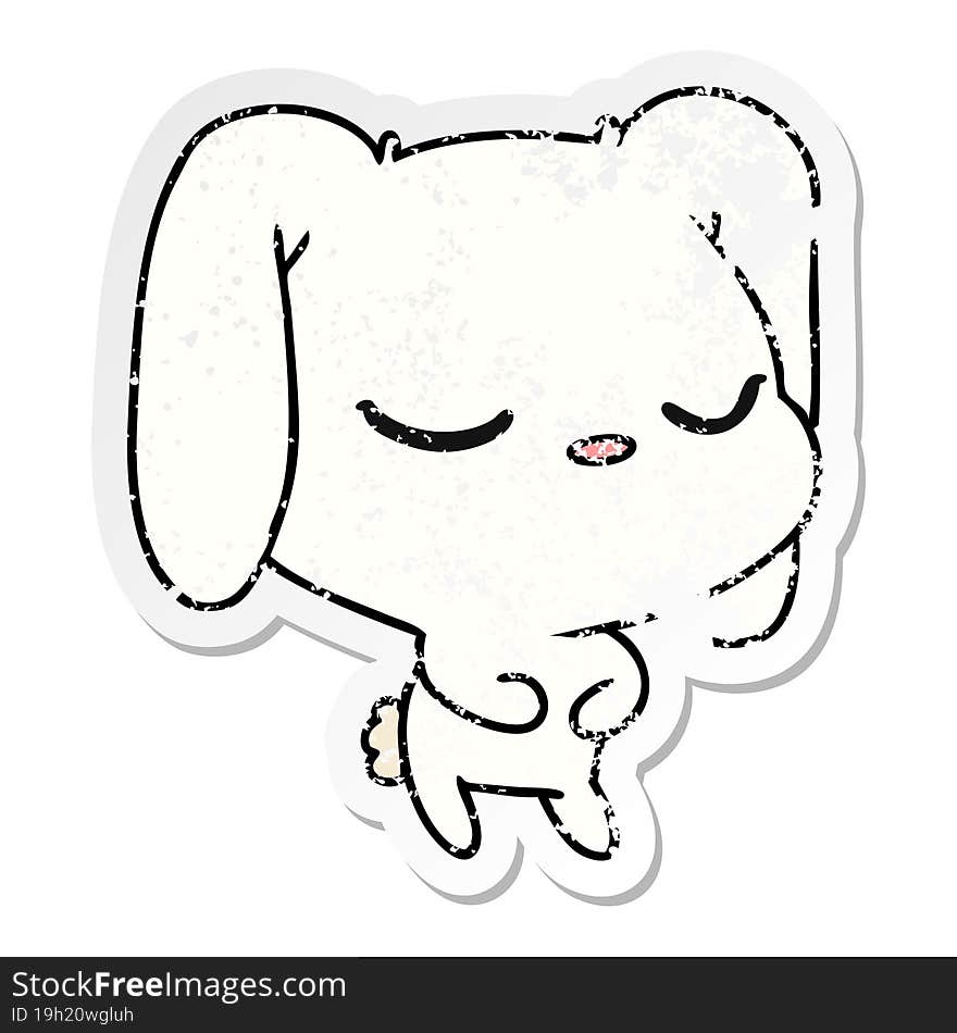 Distressed Sticker Cartoon Of Cute Kawaii Bunny