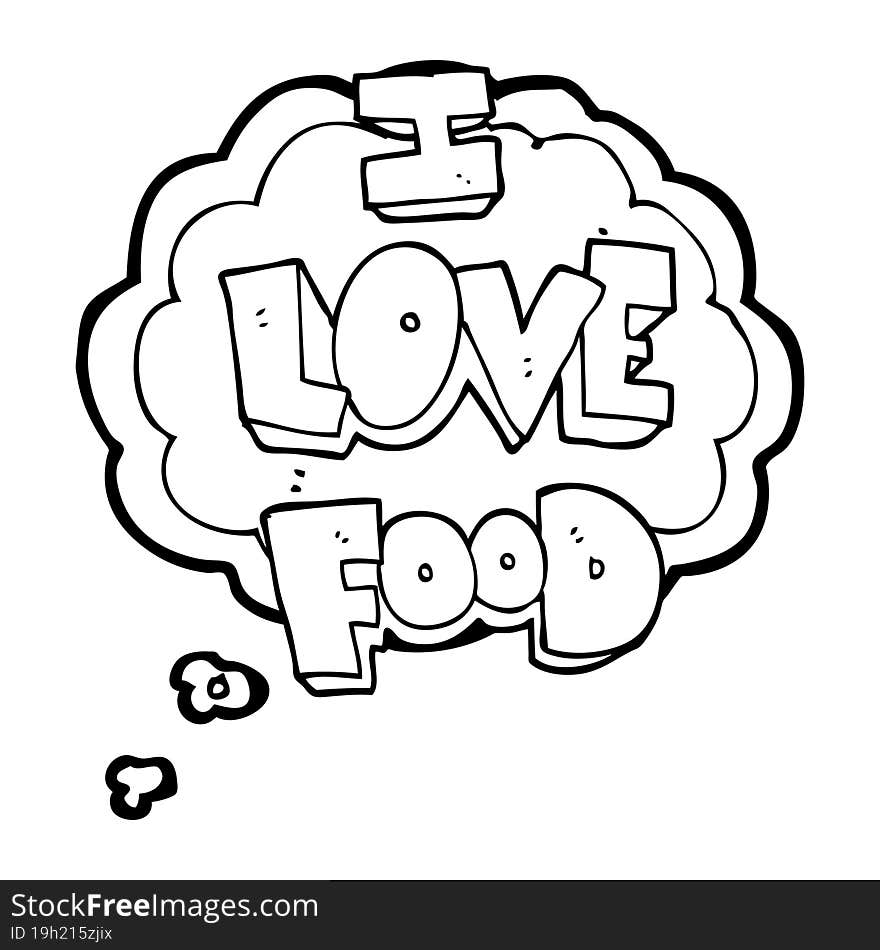 thought bubble cartoon I love food symbol