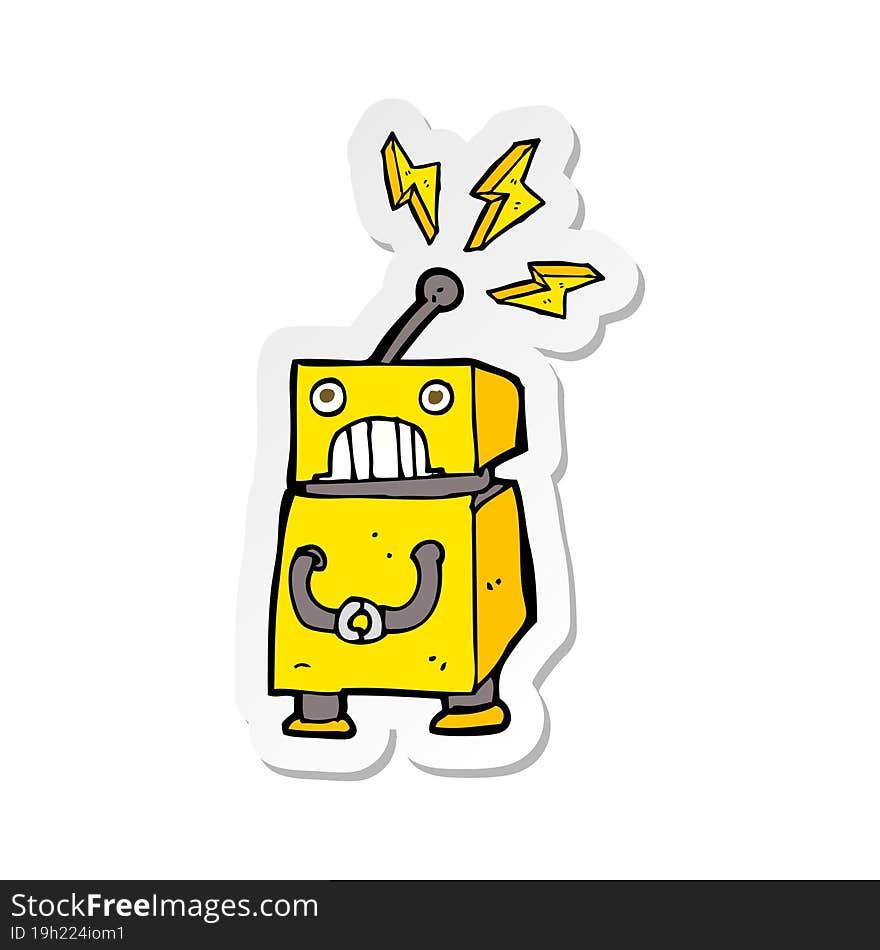 sticker of a cartoon little robot