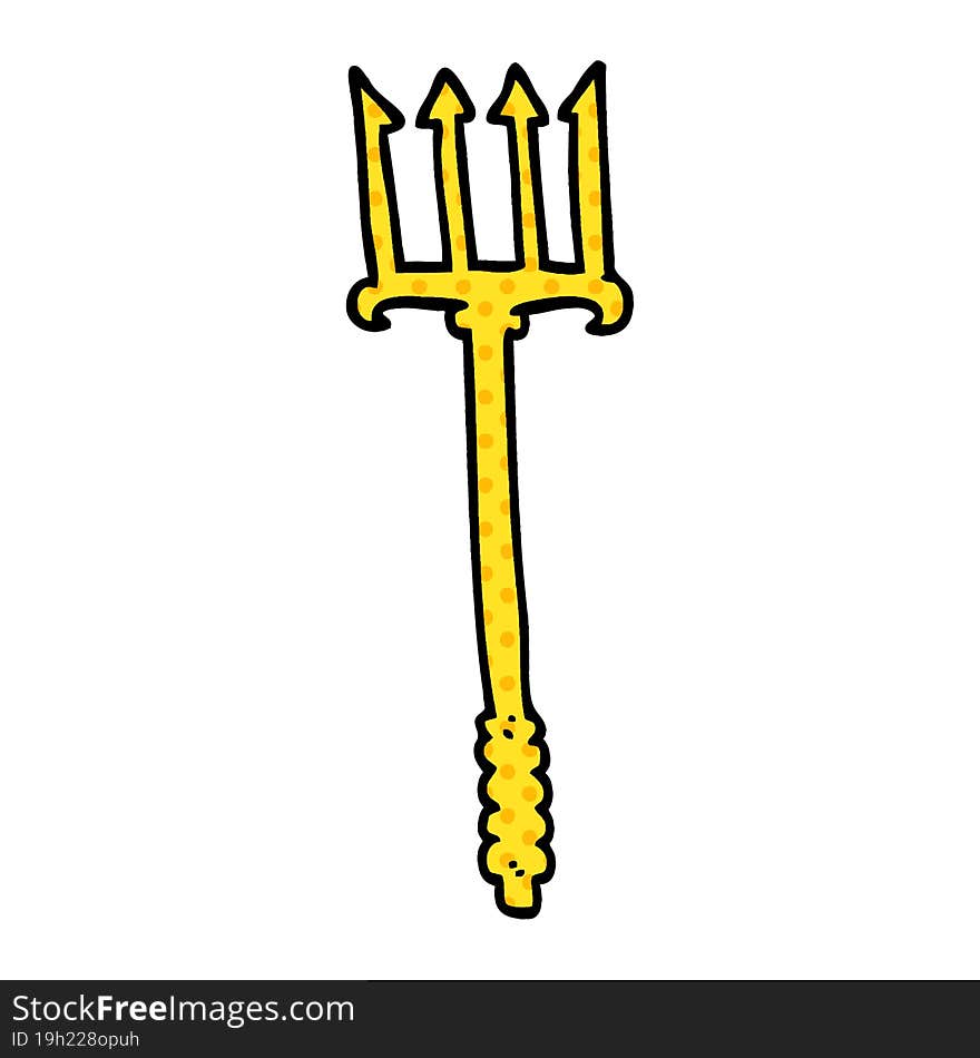 Cartoon Doodle Gold Trident