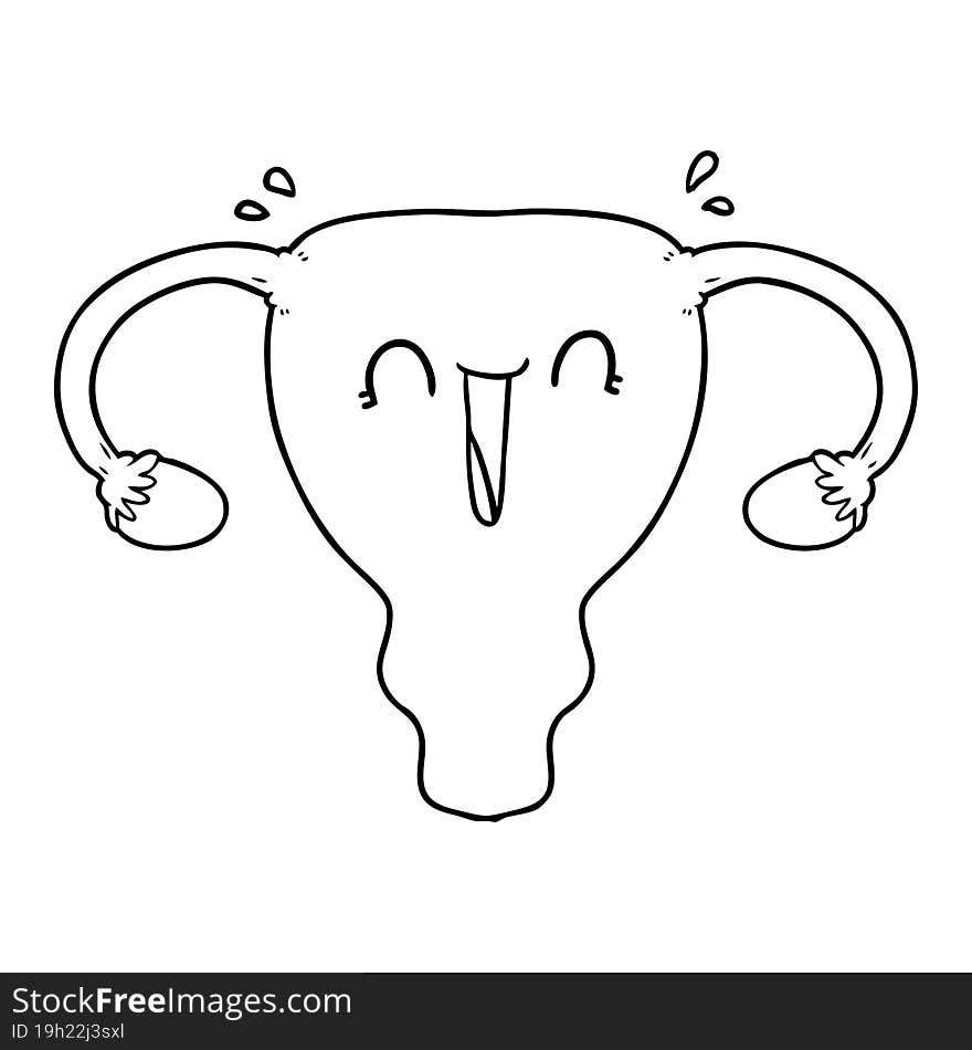 cartoon happy uterus. cartoon happy uterus