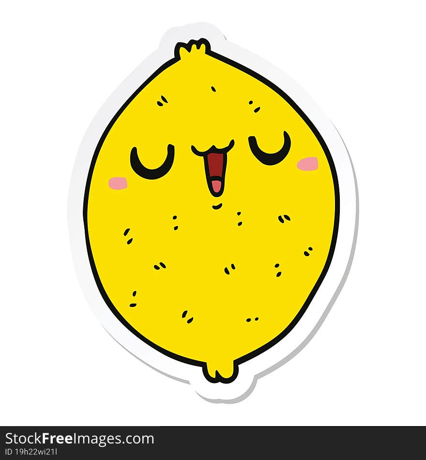 Sticker Of A Cartoon Happy Lemon