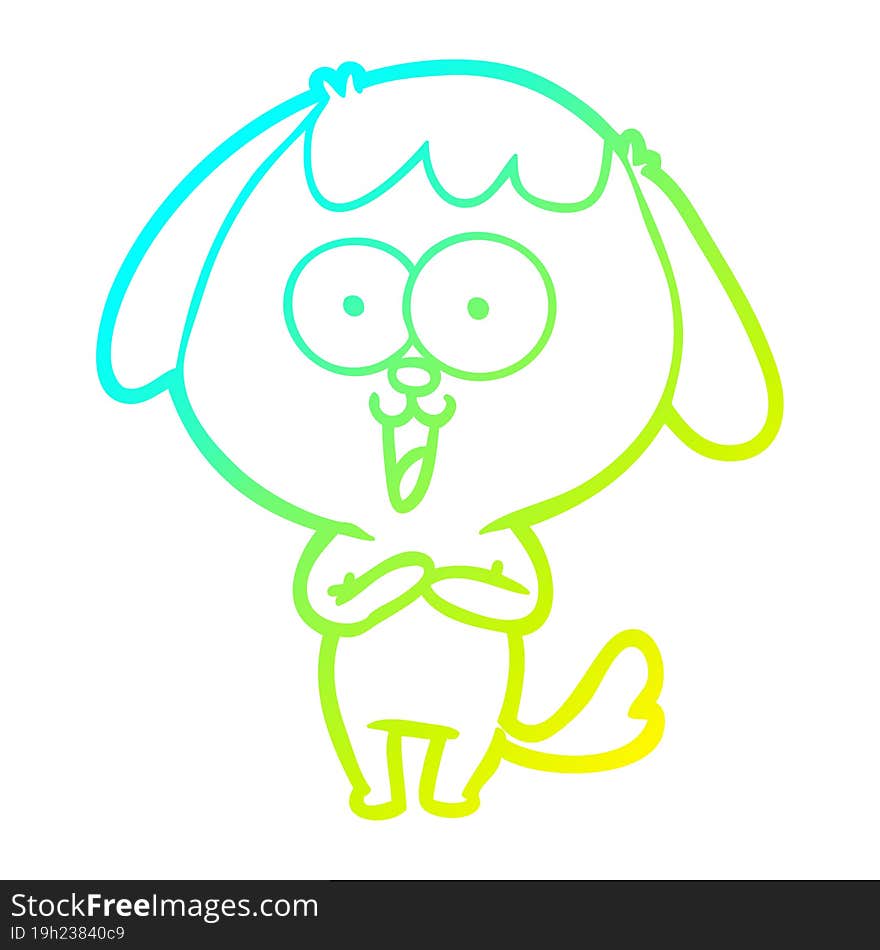 Cold Gradient Line Drawing Cute Cartoon Dog