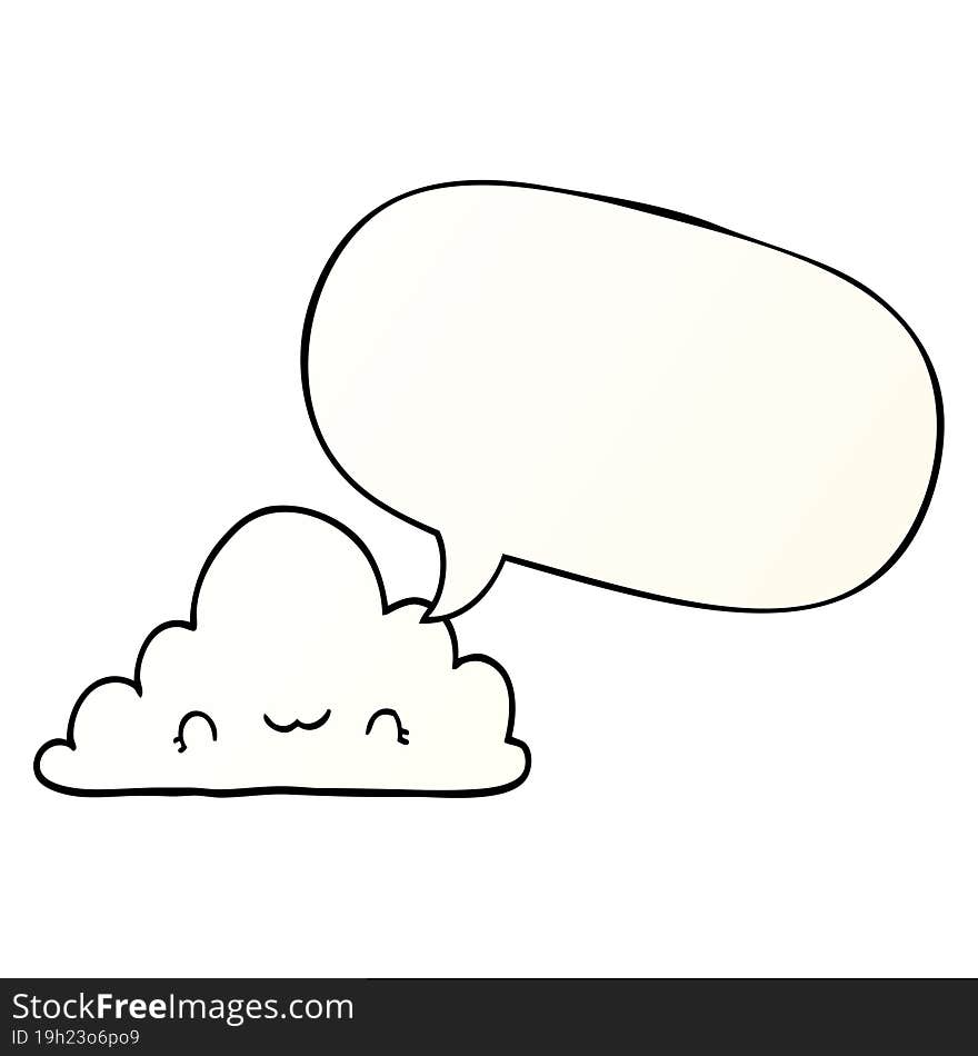 cute cartoon cloud and speech bubble in smooth gradient style