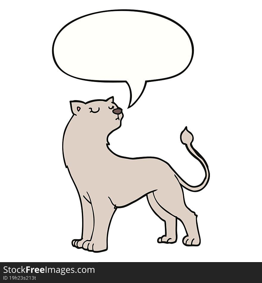 cartoon lioness and speech bubble