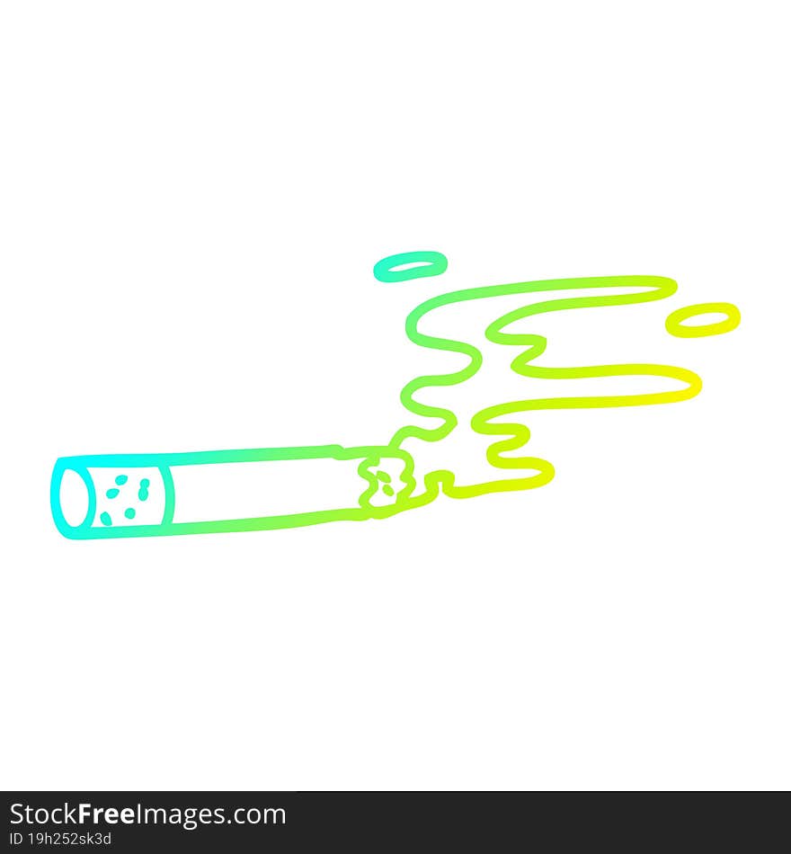 Cold Gradient Line Drawing Cartoon Cigarette