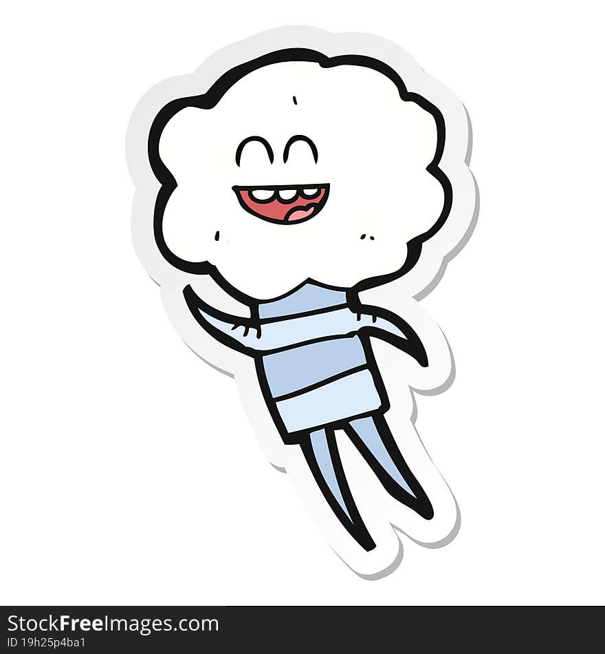 Sticker Of A Cartoon Cute Cloud Head Creature