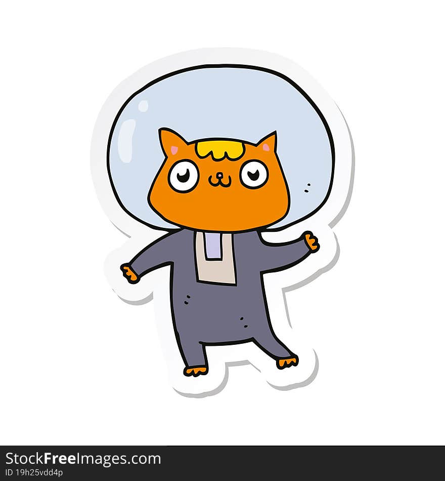 sticker of a cartoon space cat