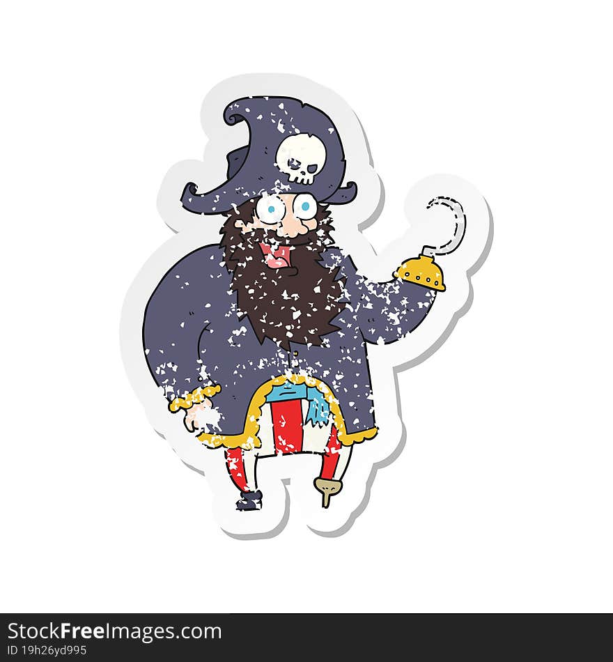 retro distressed sticker of a cartoon pirate captain