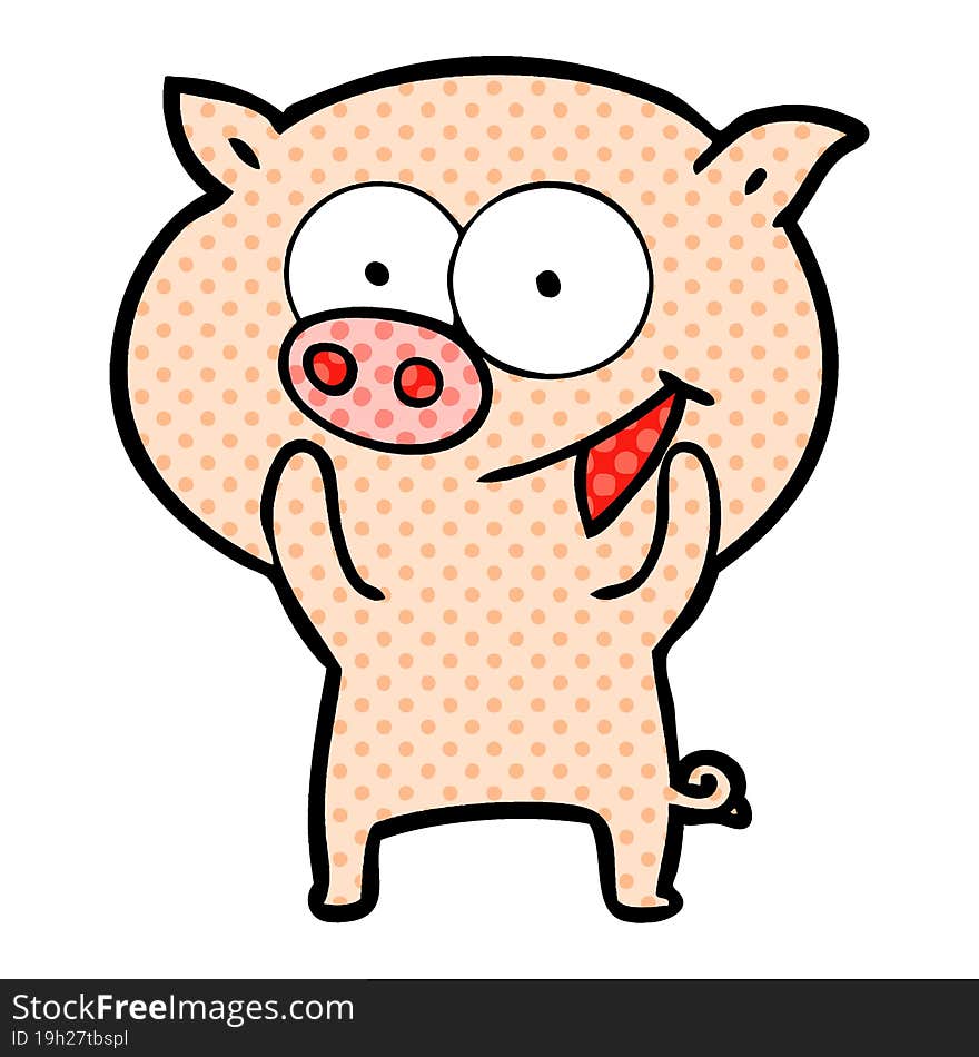 cheerful pig cartoon. cheerful pig cartoon