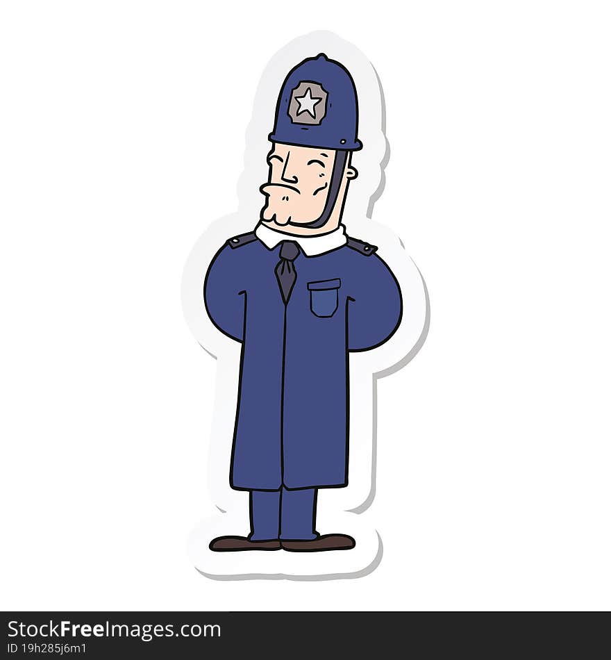 Sticker Of A Cartoon Policeman