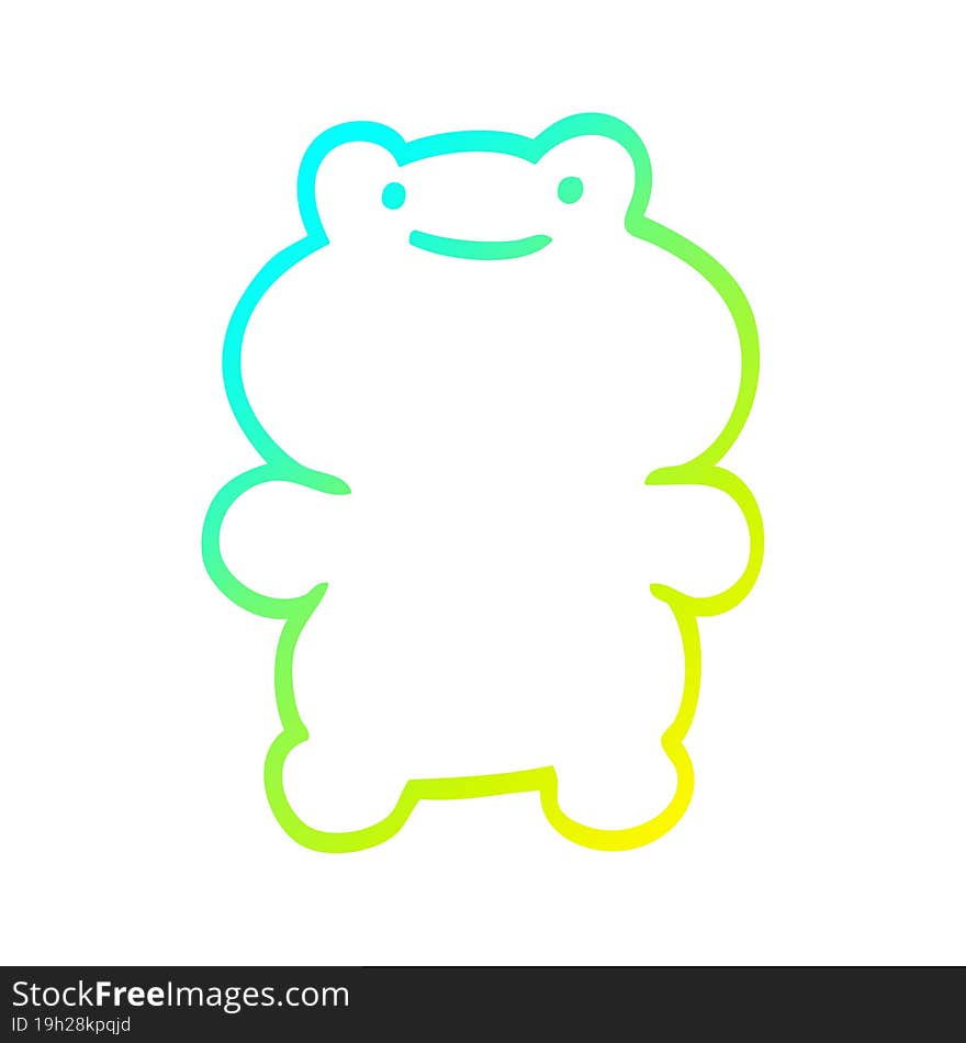 cold gradient line drawing of a funny cartoon frog