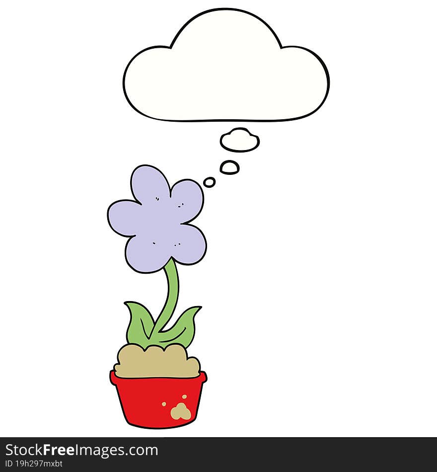 cute cartoon flower with thought bubble. cute cartoon flower with thought bubble