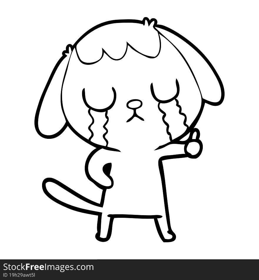 cute cartoon dog crying. cute cartoon dog crying