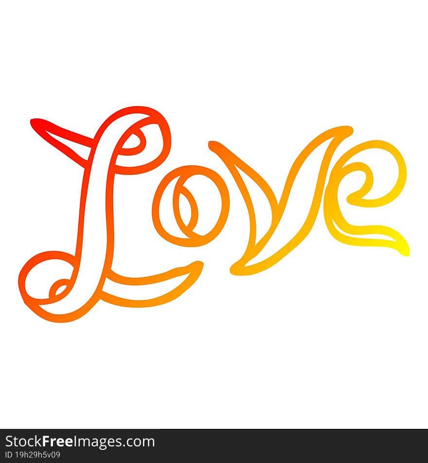 warm gradient line drawing of a cartoon love banner