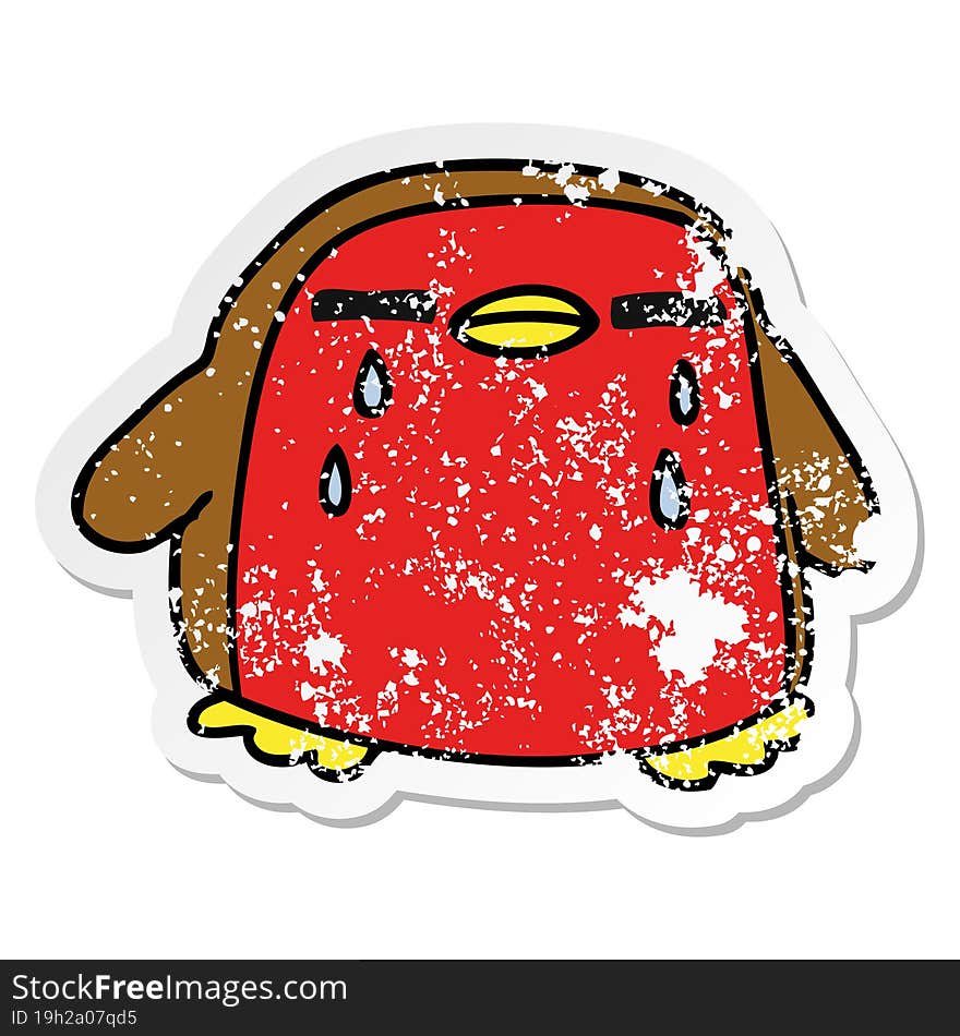 distressed sticker cartoon cute kawaii red robin