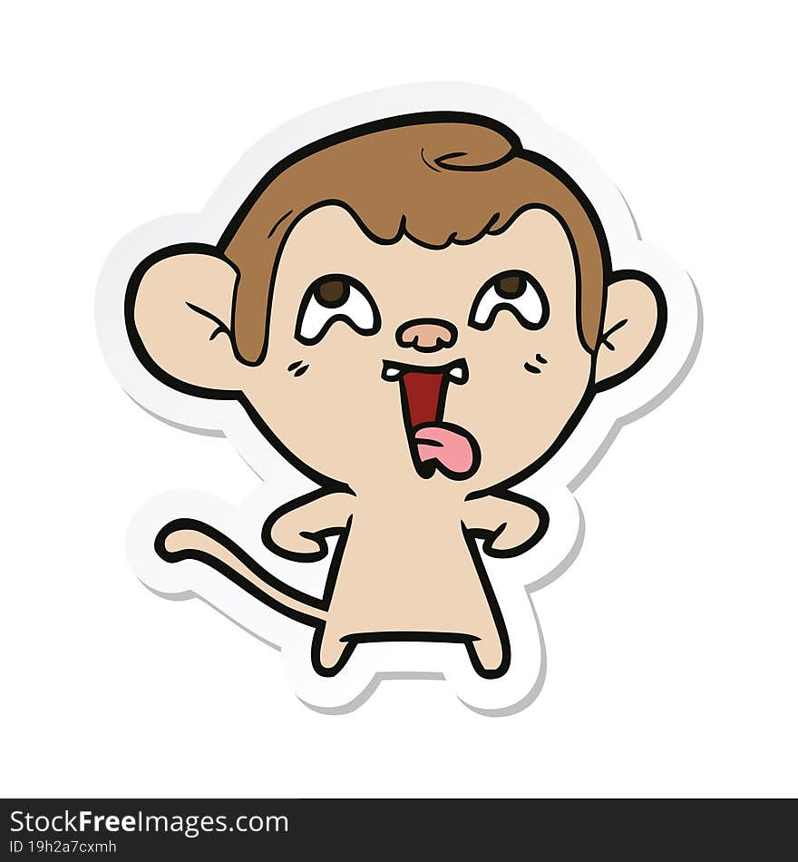 Sticker Of A Crazy Cartoon Monkey