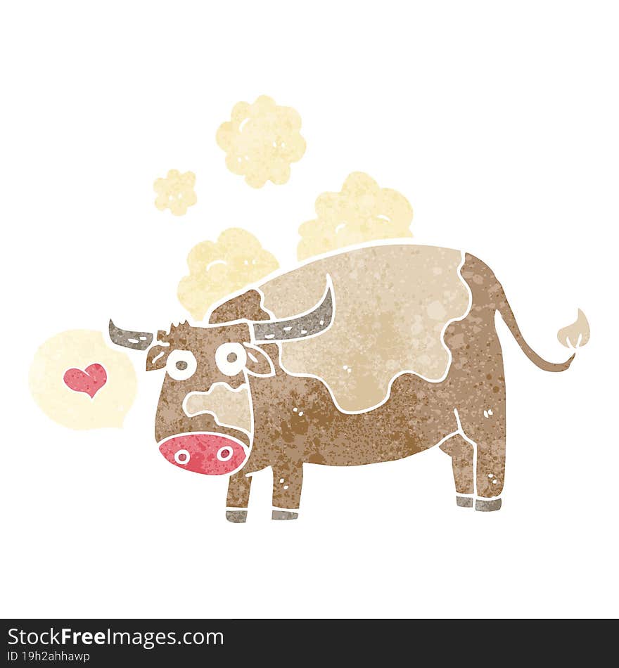 cartoon cow with love heart