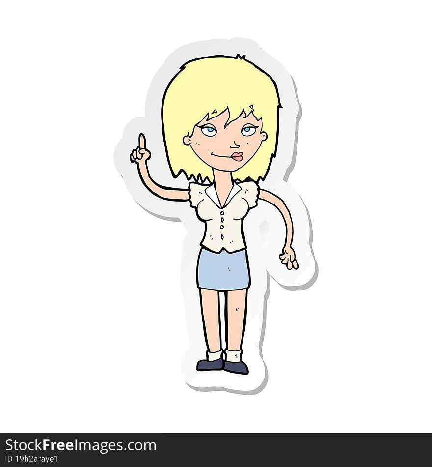 sticker of a cartoon woman with idea