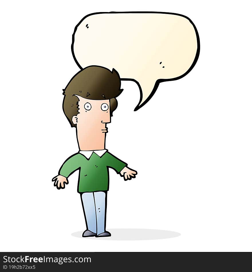 cartoon startled man with speech bubble