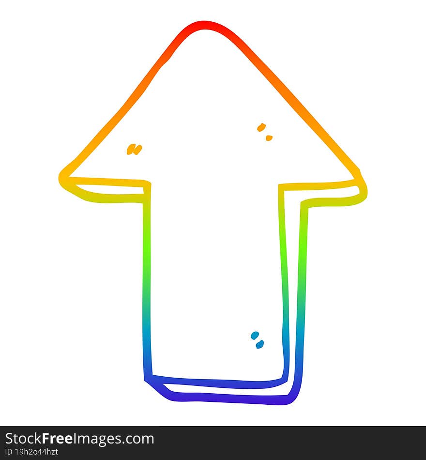 rainbow gradient line drawing cartoon pointing arrow