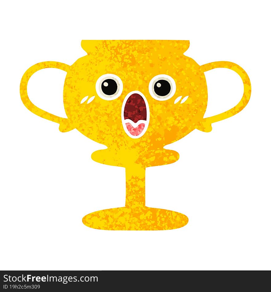 retro illustration style cartoon trophy