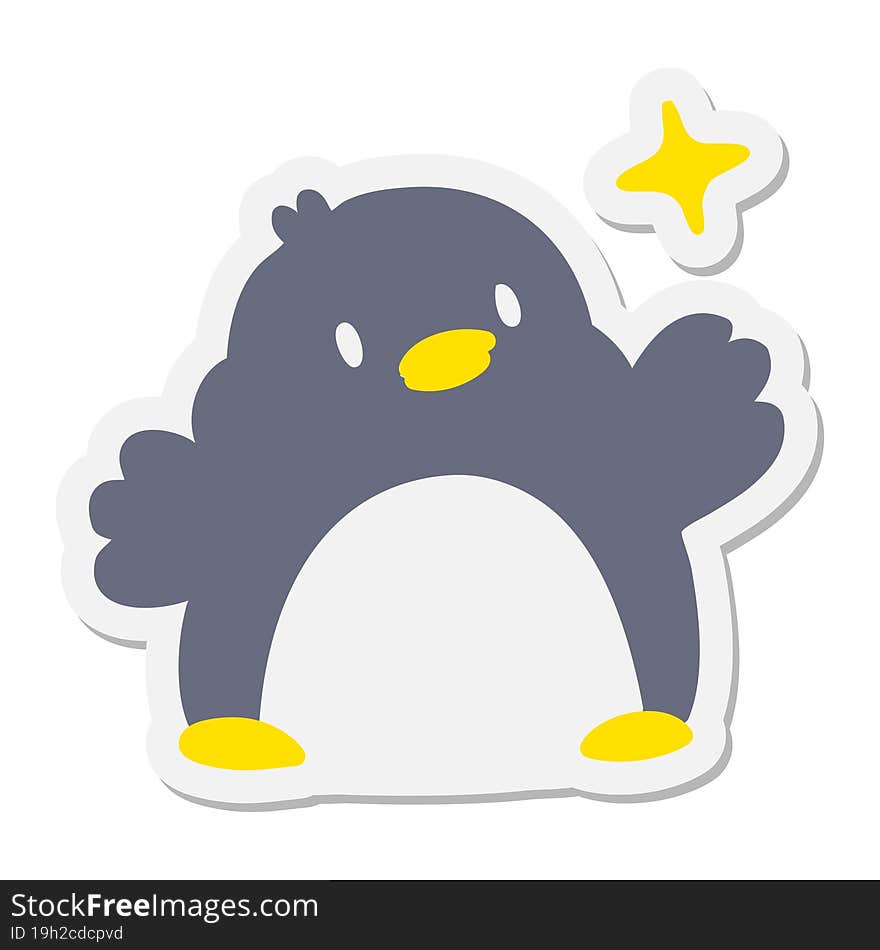 cute christmas penguin with star sticker