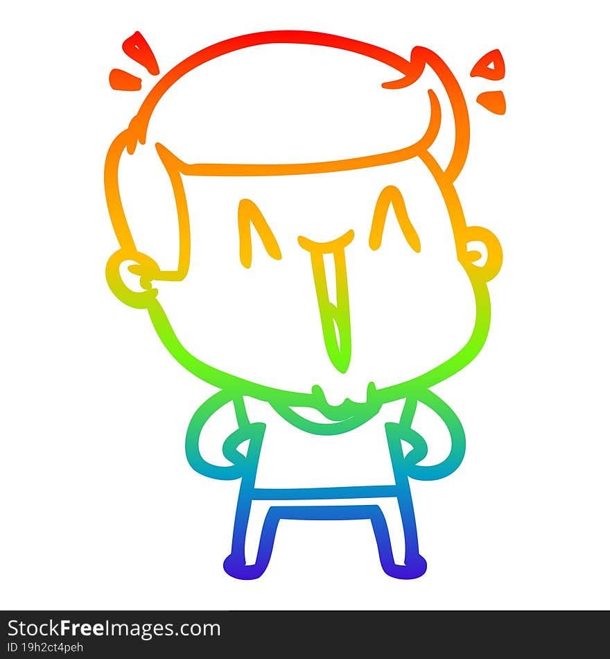 rainbow gradient line drawing cartoon excited man