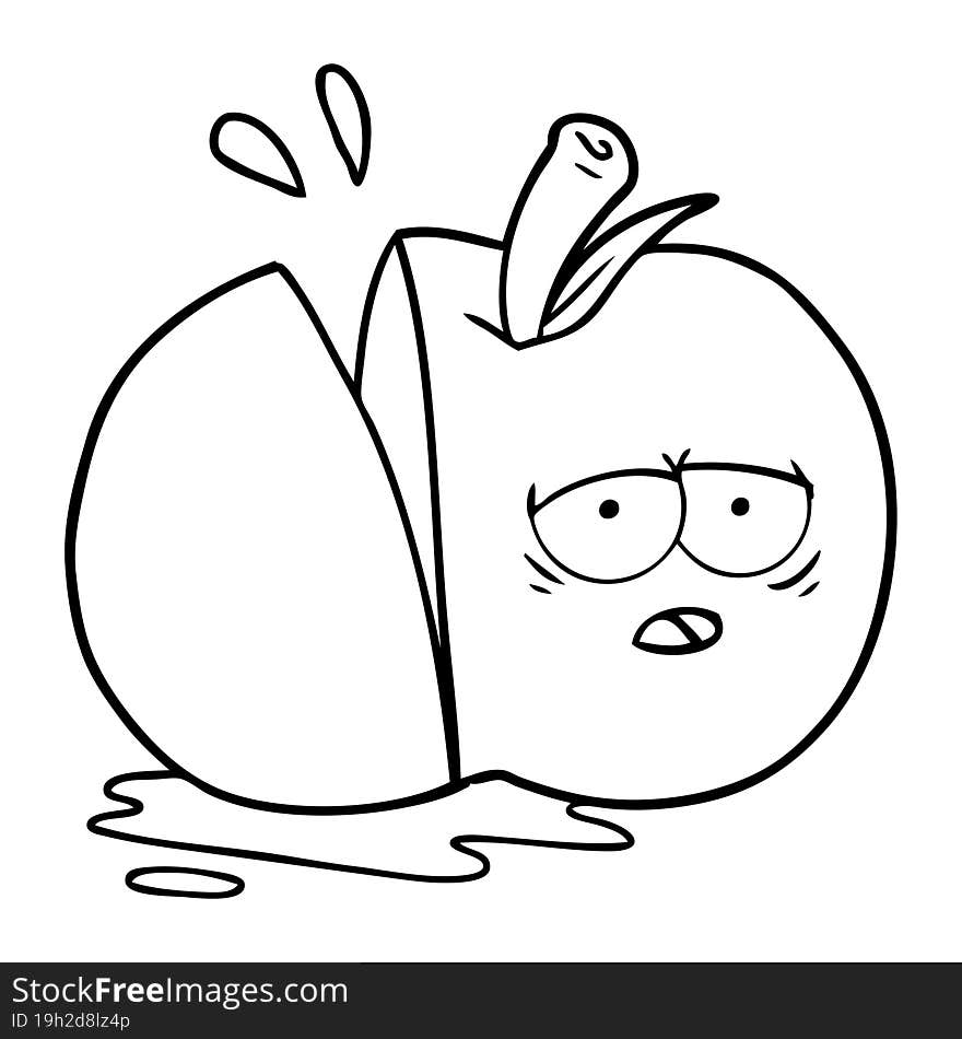 cartoon sliced apple. cartoon sliced apple