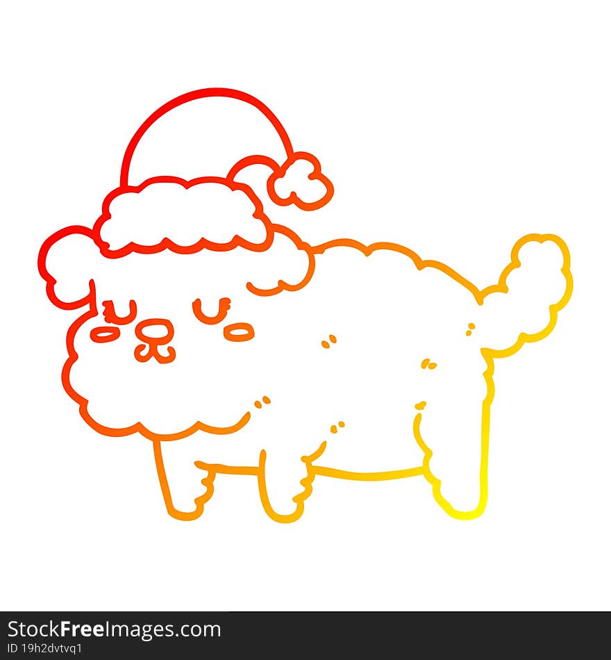 Warm Gradient Line Drawing Cute Christmas Dog