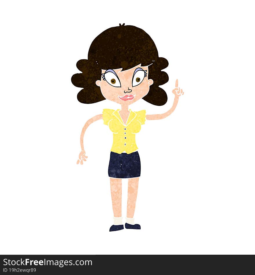 cartoon happy woman with idea