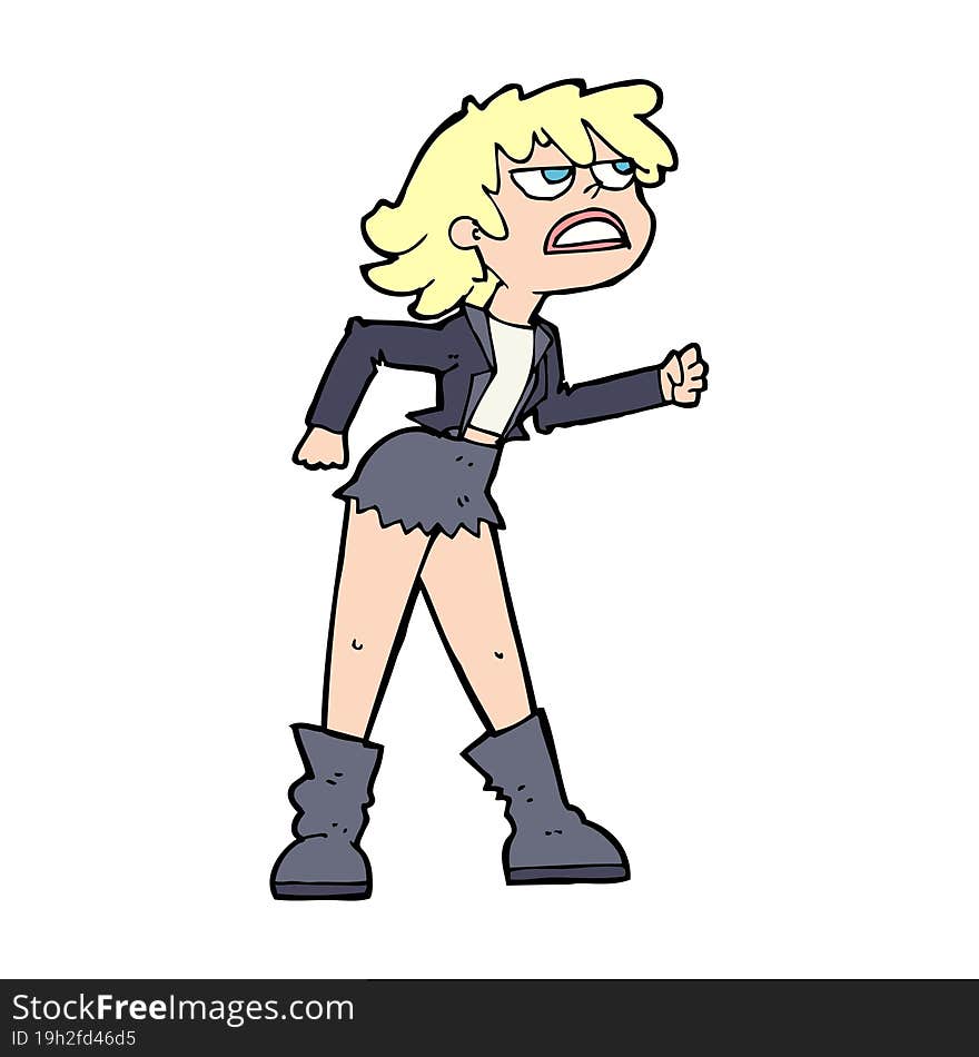 cartoon angry biker girl