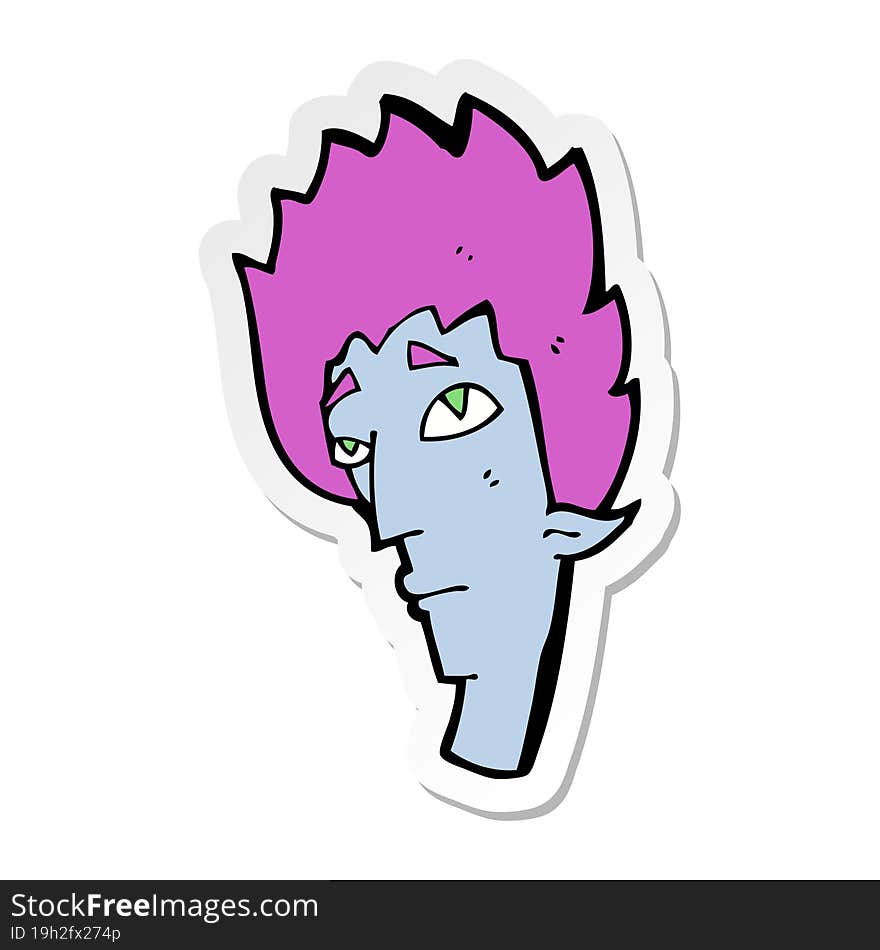 Sticker Of A Cartoon Vampire Head