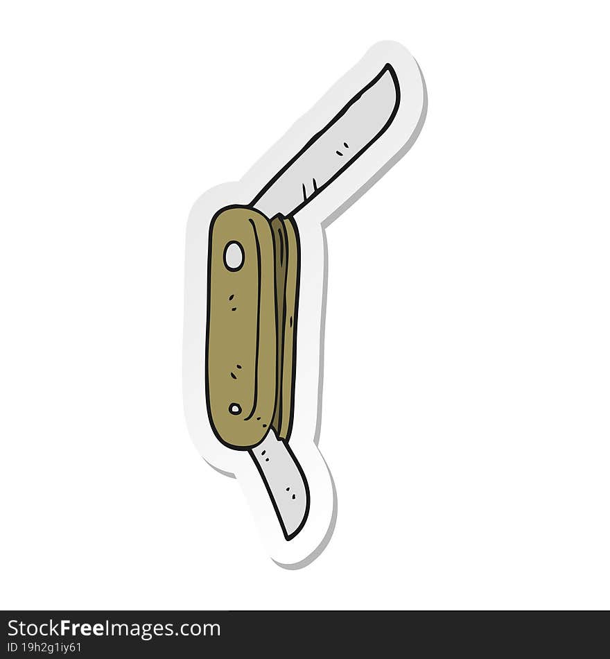 sticker of a cartoon folding knife