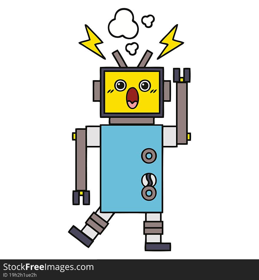 cute cartoon of a malfunctioning robot